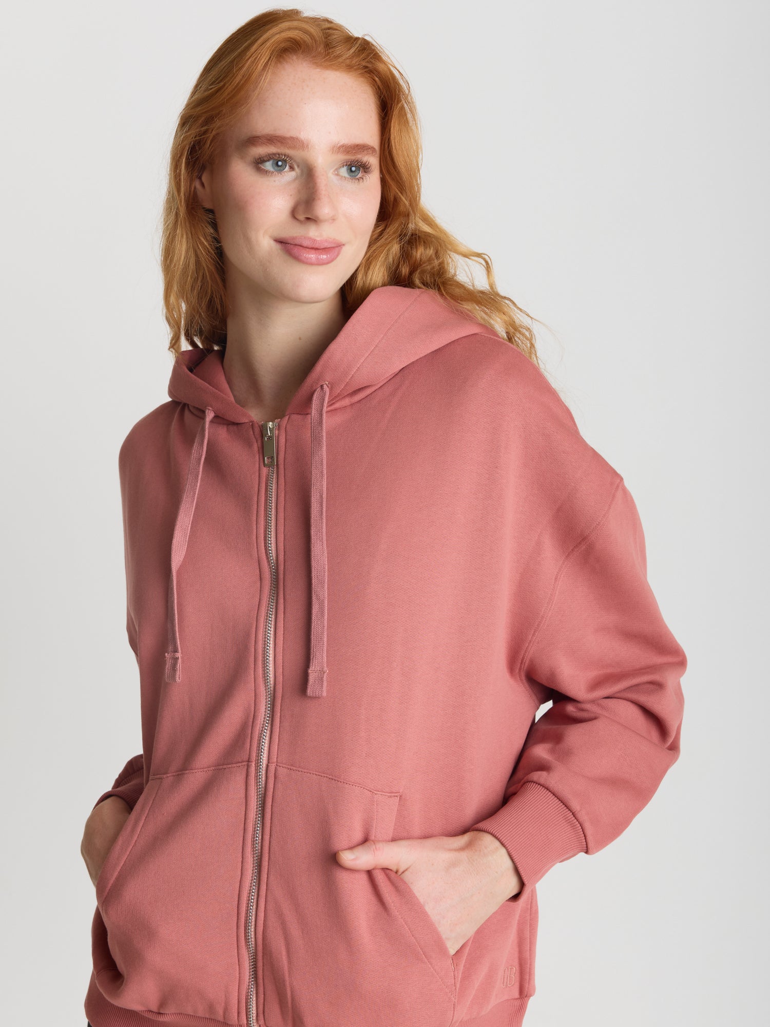 Dark Rose: Lässige Sweatjacke aus Bio-Baumwolle für Damen [27607]
