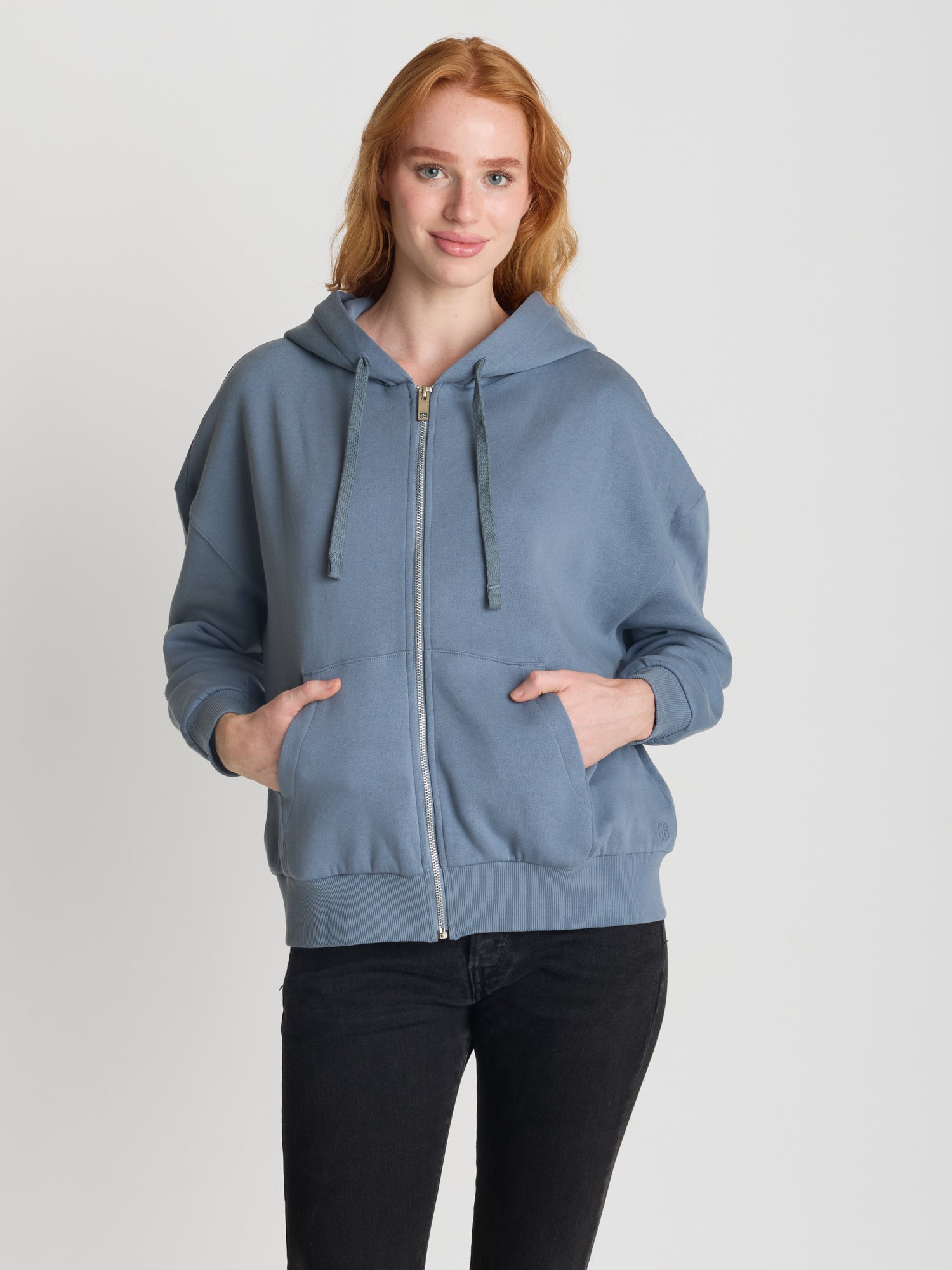 Vintage Blue: Lässige Sweatjacke aus Bio-Baumwolle für Damen [27609]
