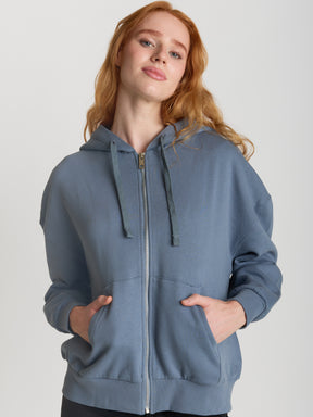 Vintage Blue: Lässige Sweatjacke aus Bio-Baumwolle für Damen [27610]