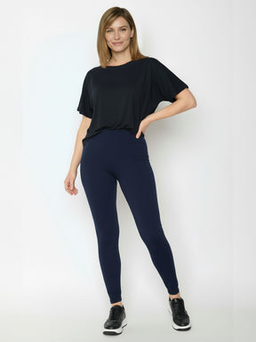 Navy: Sportliche Leggings aus Bio-Baumwolle für Damen [27626]