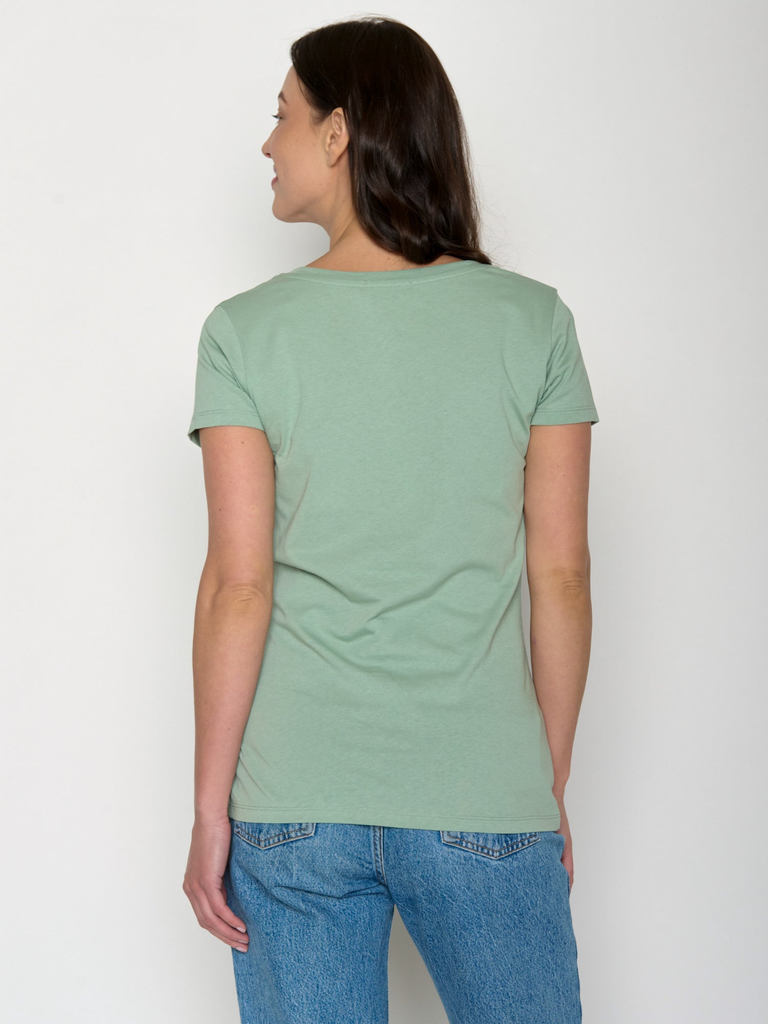 Pale Green: Sportliches T-Shirt aus Bio-Baumwolle für Damen [27637]