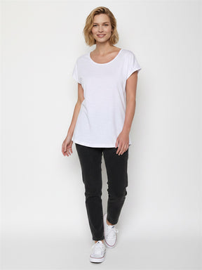 White: Lässiges T-Shirt aus Bio-Baumwolle für Damen [27643]