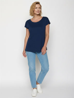 Navy: Lässiges T-Shirt aus Bio-Baumwolle für Damen [27647]