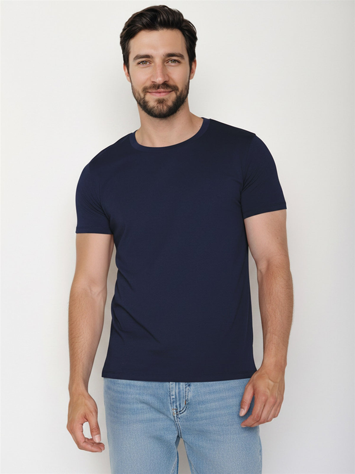Navy: Sportliches T-Shirt aus Bio-Baumwolle für Herren [27660]