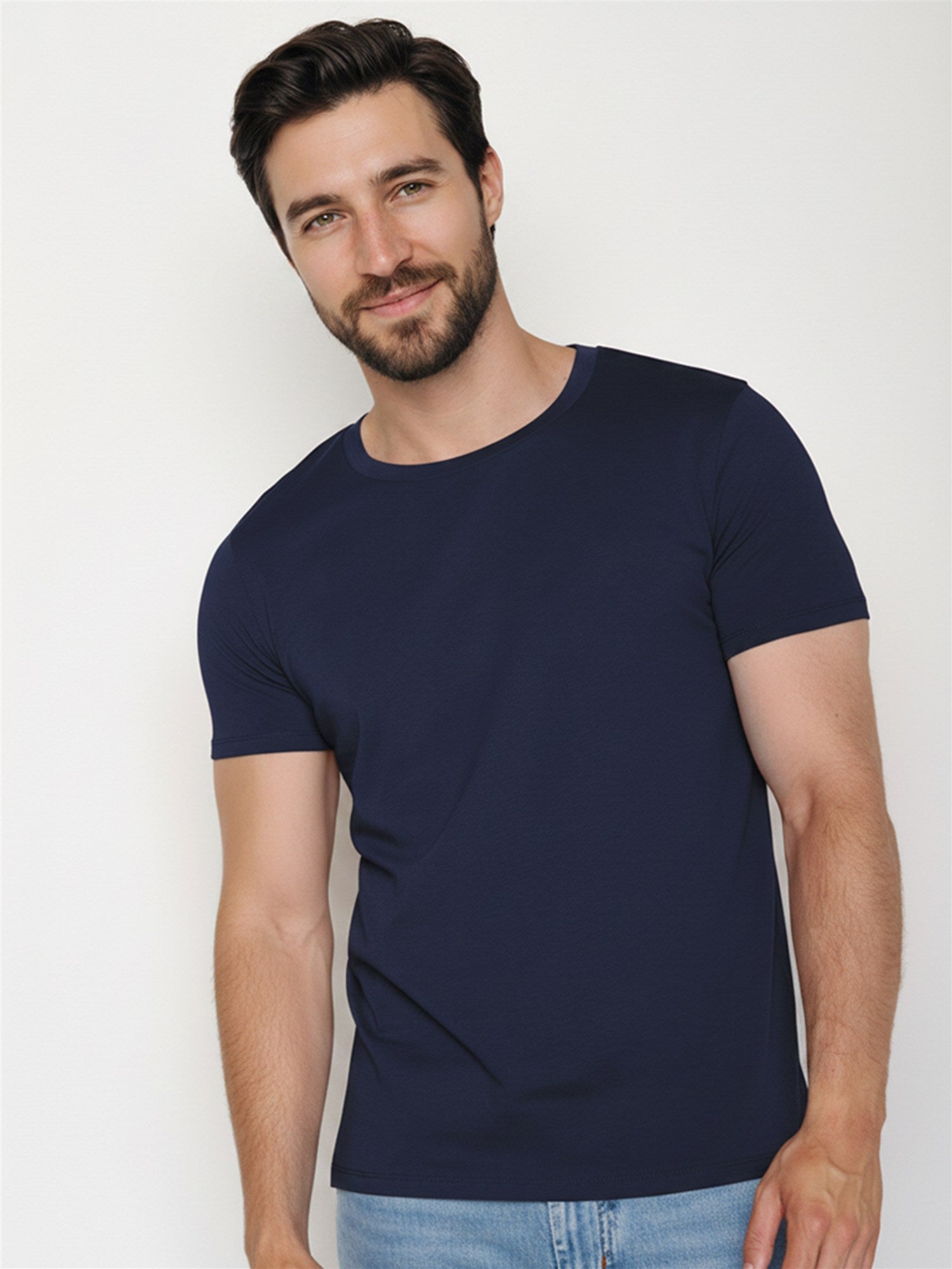 Navy: Sportliches T-Shirt aus Bio-Baumwolle für Herren [27661]