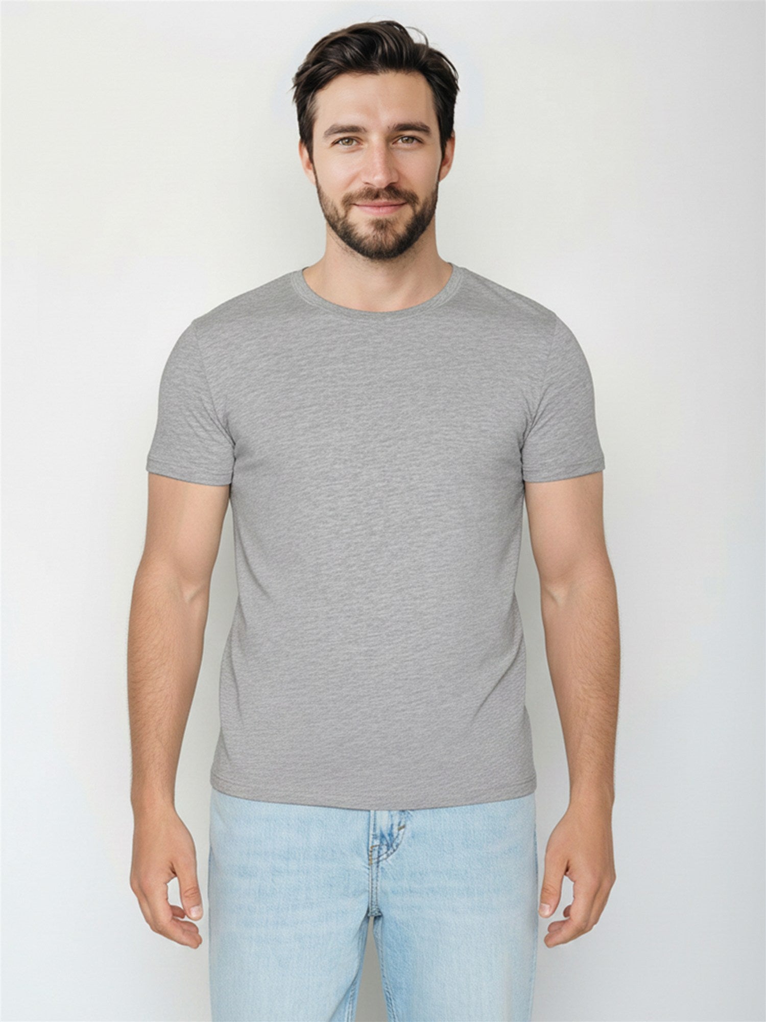 Heather Grey: Sportliches T-Shirt aus Bio-Baumwolle für Herren [27665]