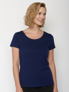 Navy: Sportliches T-Shirt aus Bio-Baumwolle für Damen [27671]