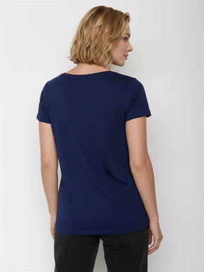 Navy: Sportliches T-Shirt aus Bio-Baumwolle für Damen [27673]