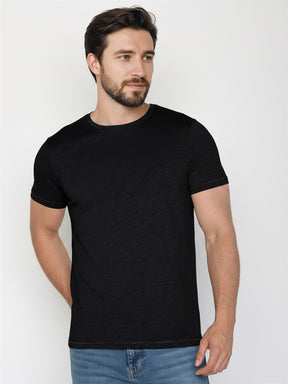 Black: Sportliches T-Shirt aus Bio-Baumwolle für Herren [27681]