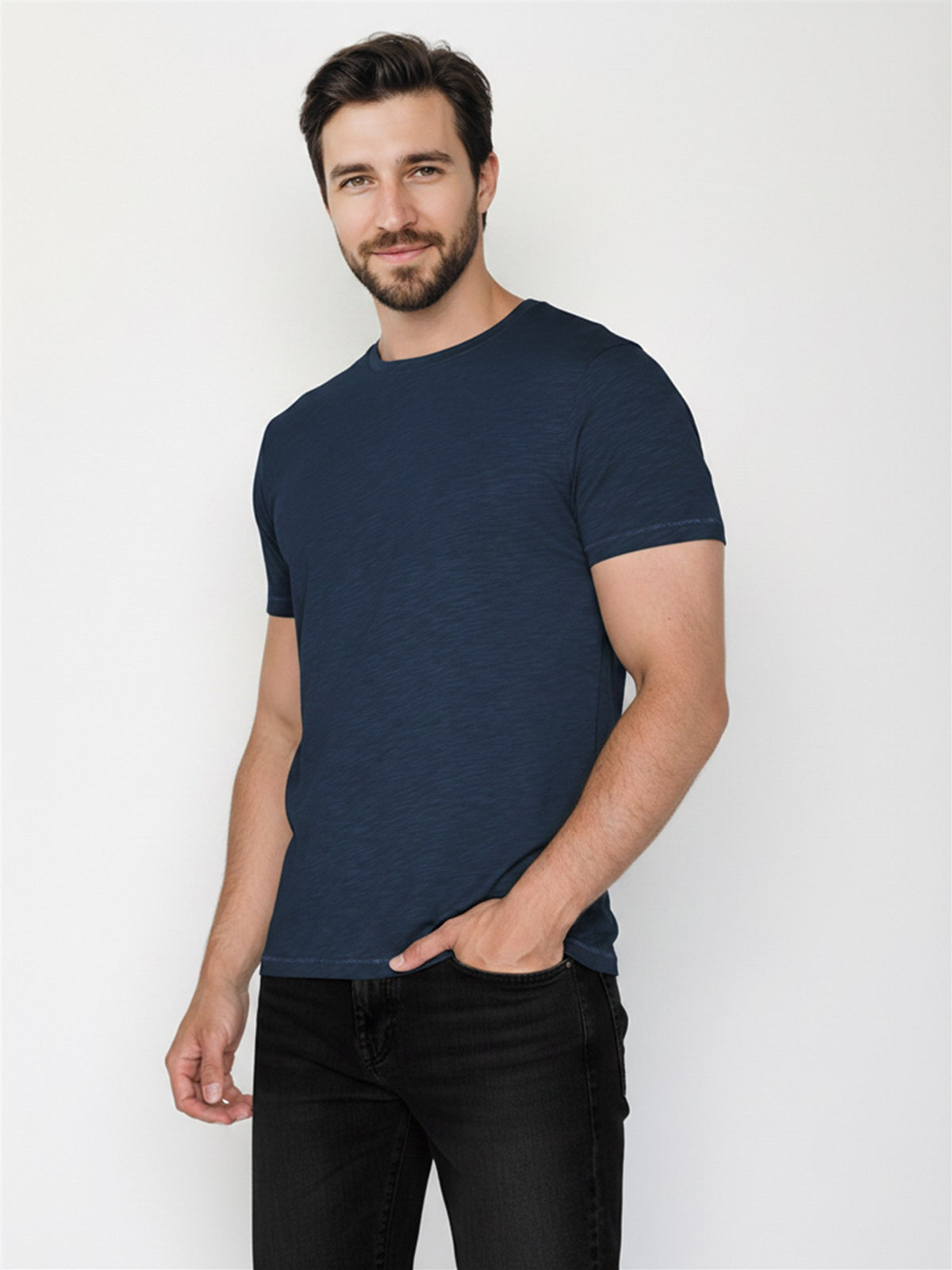 Navy: Sportliches T-Shirt aus Bio-Baumwolle für Herren [27685]