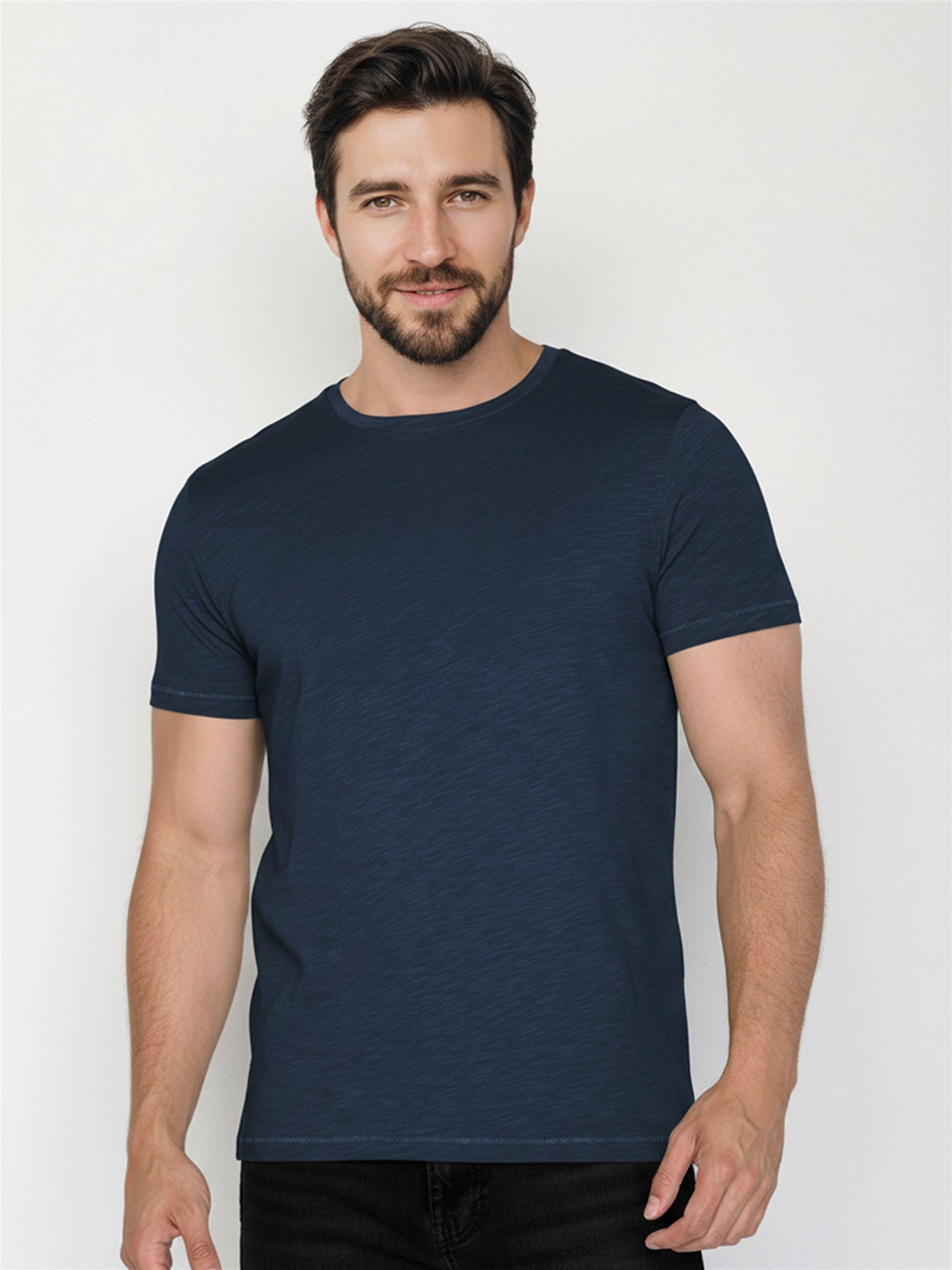 Navy: Sportliches T-Shirt aus Bio-Baumwolle für Herren [27686]