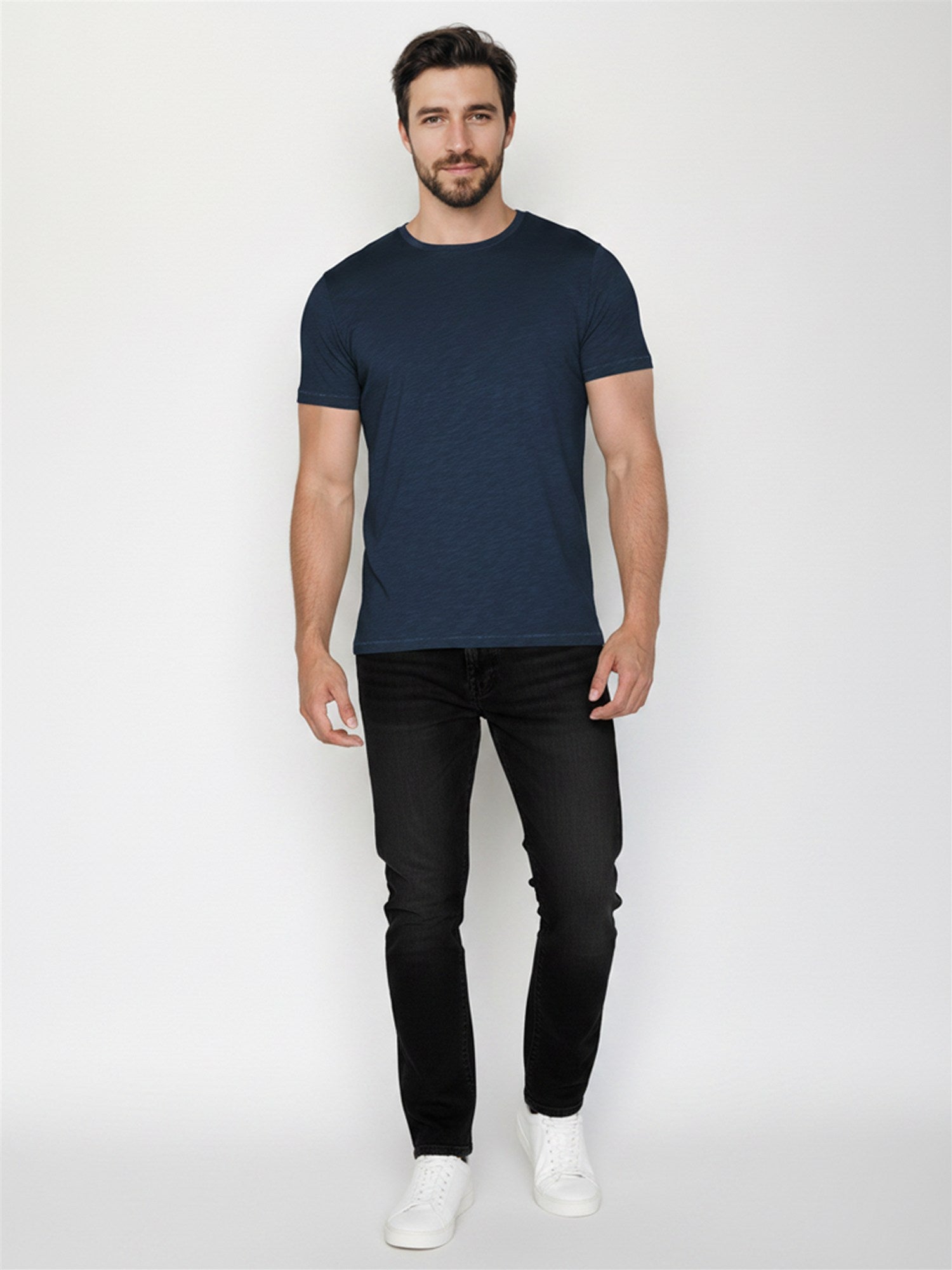 Navy: Sportliches T-Shirt aus Bio-Baumwolle für Herren [27687]