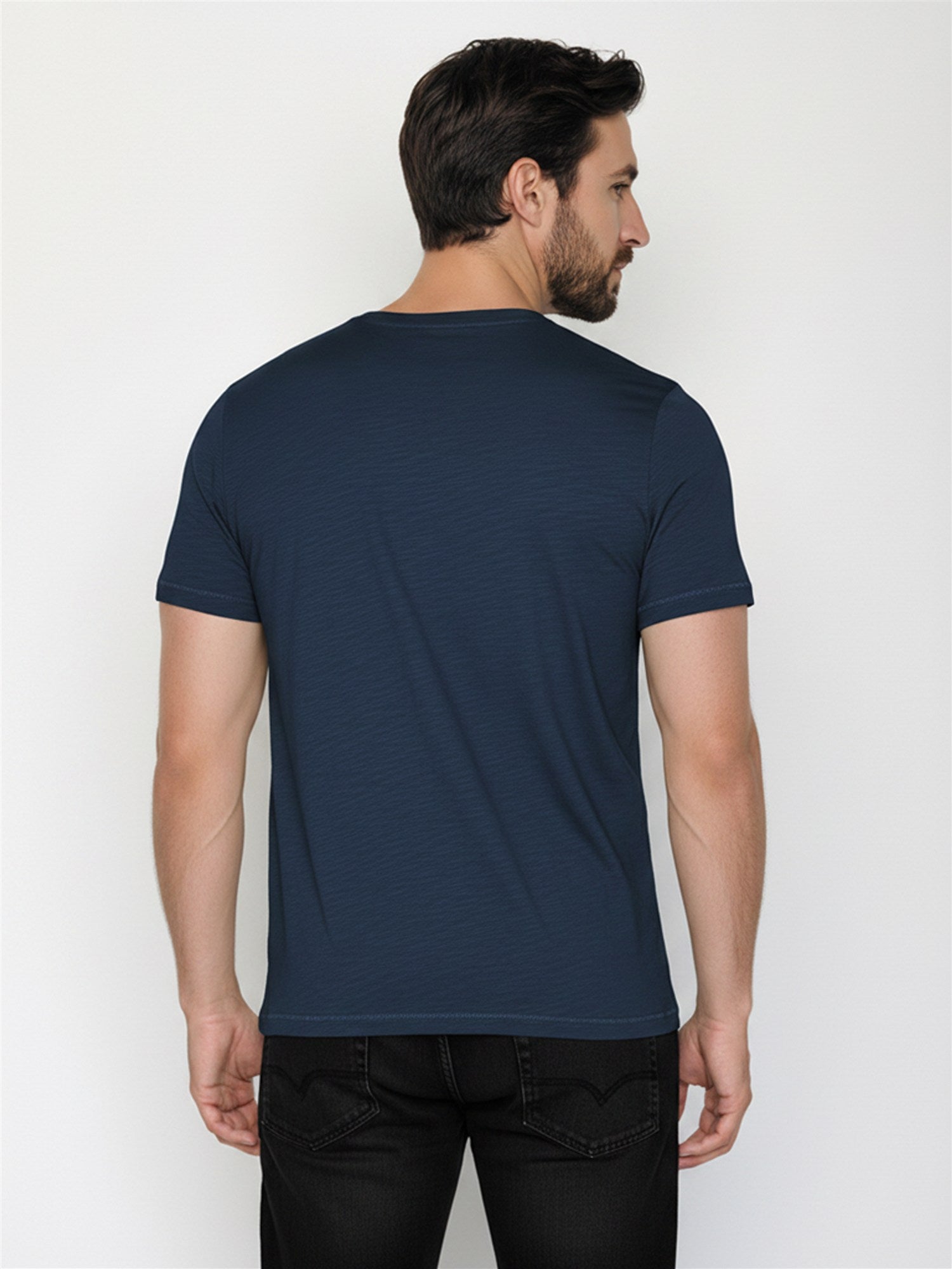 Navy: Sportliches T-Shirt aus Bio-Baumwolle für Herren [27688]