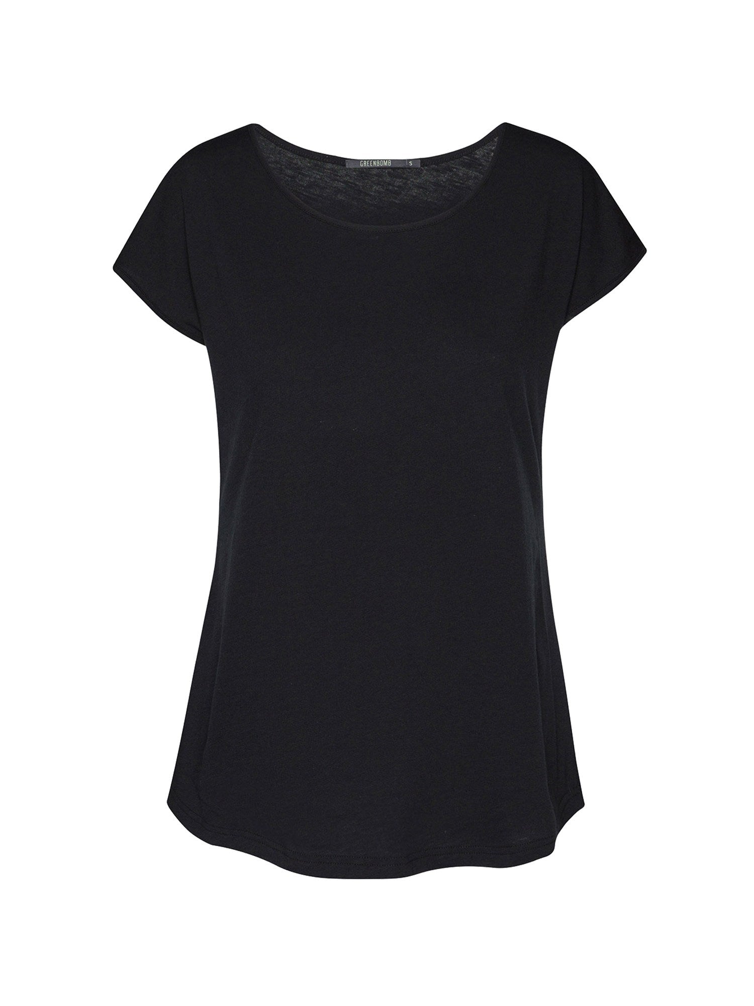 Black: Lässiges T-Shirt aus Bio-Baumwolle für Damen [27694]
