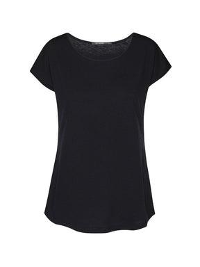 Black: Lässiges T-Shirt aus Bio-Baumwolle für Damen [27694]