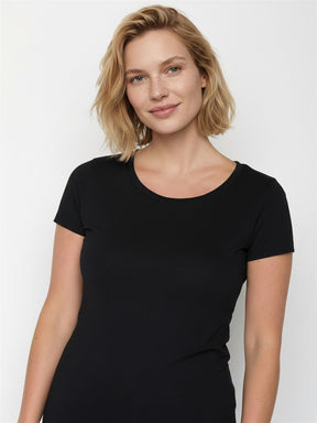 Black: Sportliches T-Shirt aus Bio-Baumwolle für Damen [27697]