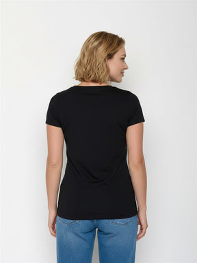 Black: Sportliches T-Shirt aus Bio-Baumwolle für Damen [27698]