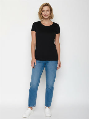 Black: Sportliches T-Shirt aus Bio-Baumwolle für Damen [27699]