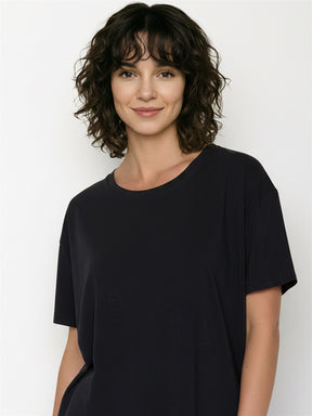 Black: Lässiges T-Shirt aus Bio-Baumwoll-Mix für Damen [27707]