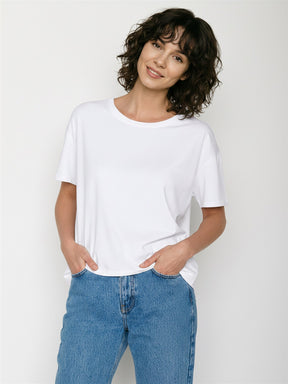 White: Lässiges T-Shirt aus Bio-Baumwoll-Mix für Damen [27710]