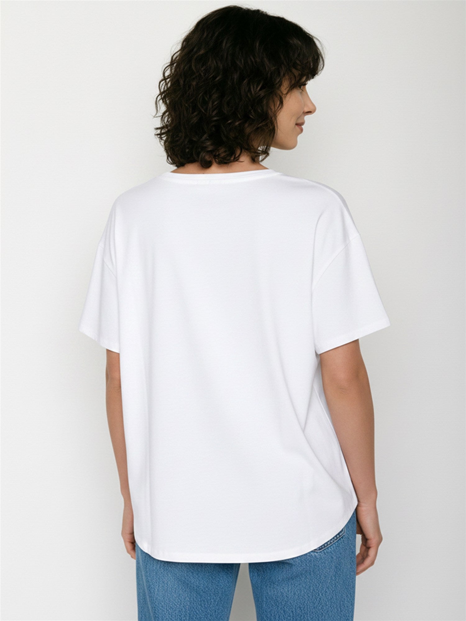 White: Lässiges T-Shirt aus Bio-Baumwoll-Mix für Damen [27713]