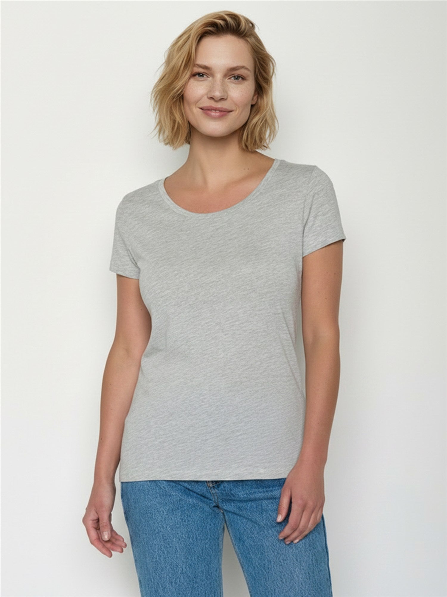 Heather Grey: Sportliches T-Shirt aus Bio-Baumwolle für Damen [27731]