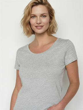 Heather Grey: Sportliches T-Shirt aus Bio-Baumwolle für Damen [27732]