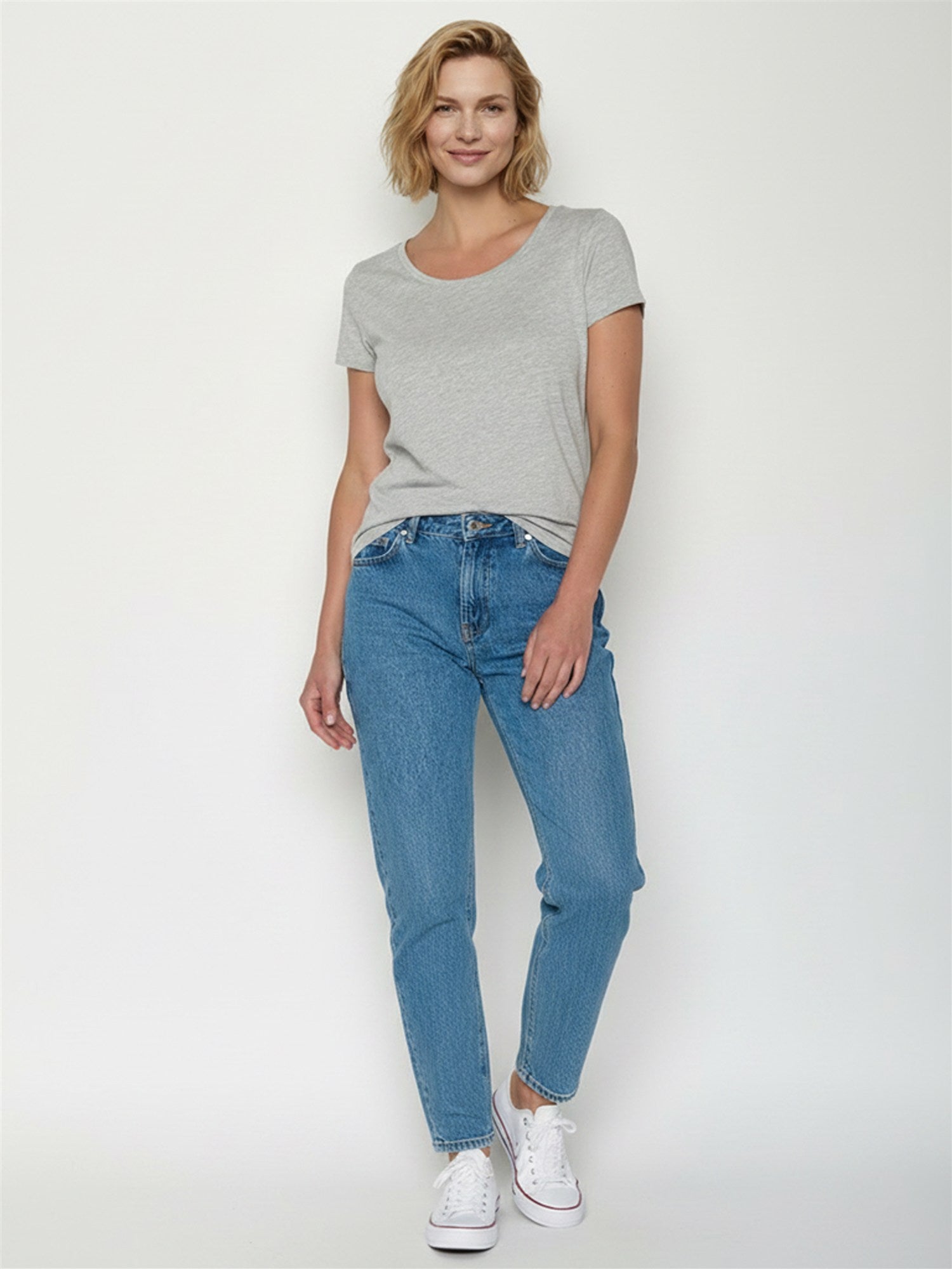 Heather Grey: Sportliches T-Shirt aus Bio-Baumwolle für Damen [27733]
