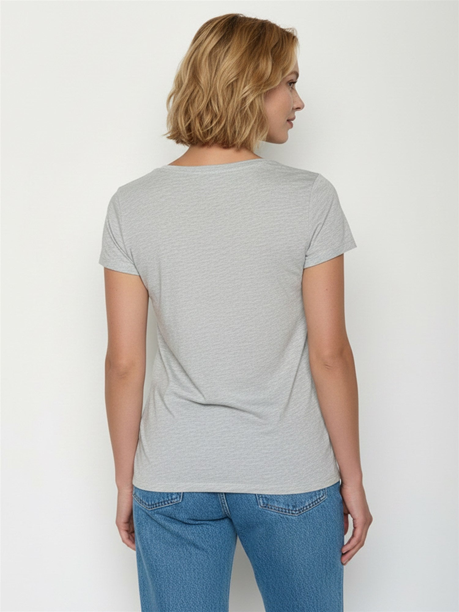 Heather Grey: Sportliches T-Shirt aus Bio-Baumwolle für Damen [27734]