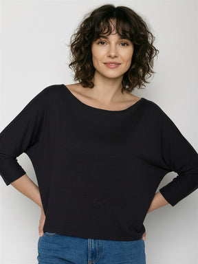 Black: Gemütliches Longsleeve aus Viskose (LENZING™ ECOVERO™) Mix für Damen [27745]