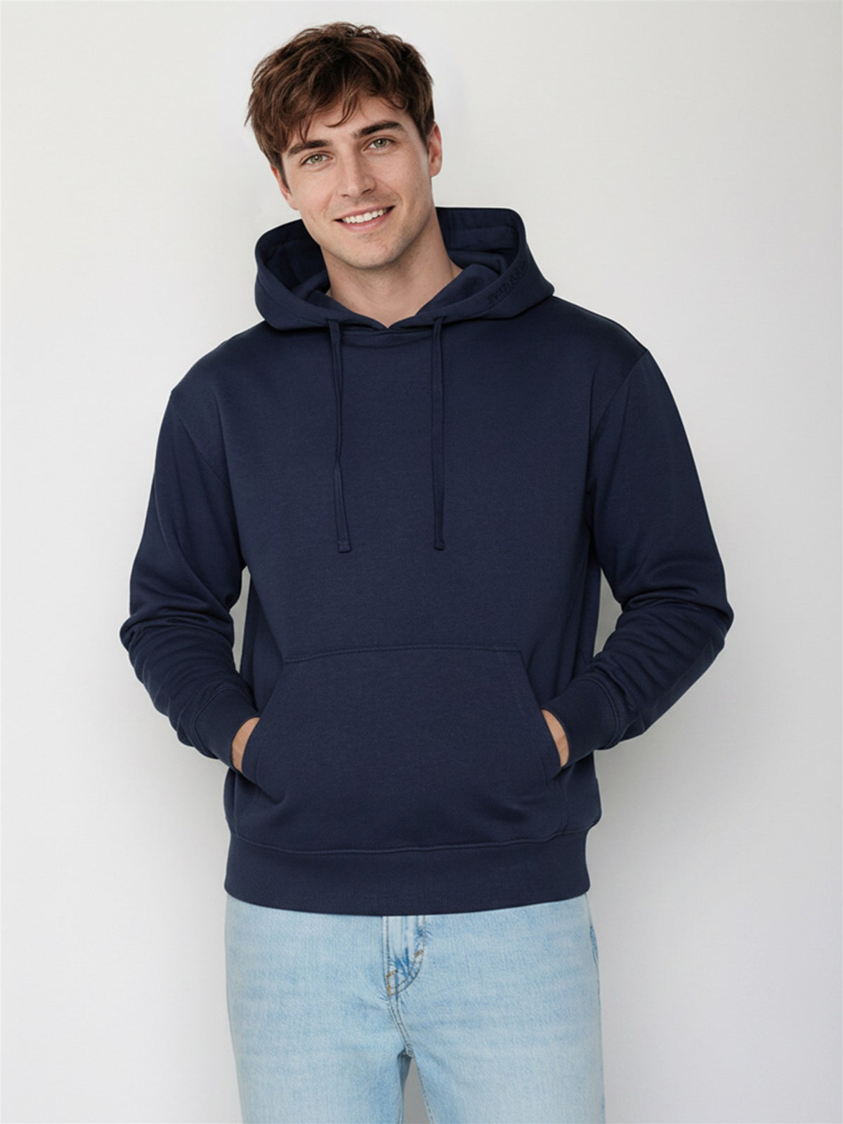 Navy: Gemütlicher Hoodie aus Bio-Baumwolle für Herren [27755]