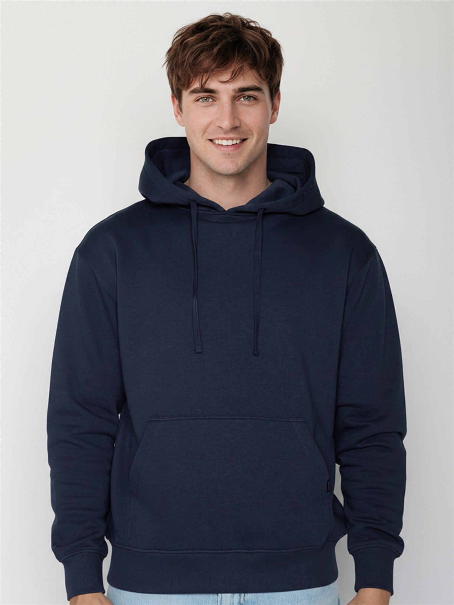 Navy: Gemütlicher Hoodie aus Bio-Baumwolle für Herren [27756]
