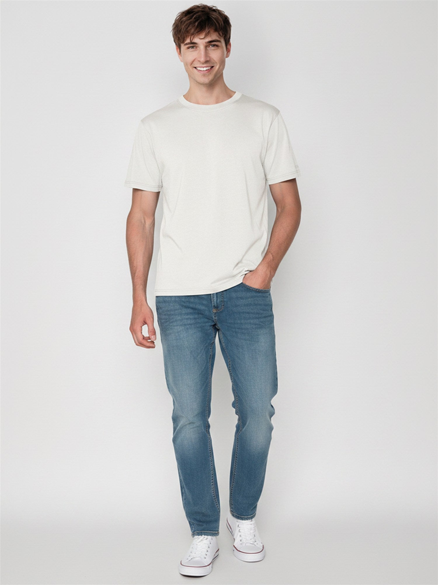 Moonstone: Lässiges Oversize-T-Shirt aus Bio-Baumwolle für Herren [27769]