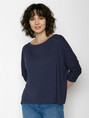 Navy: Gemütliches Longsleeve aus Viskose (LENZING™ ECOVERO™) Mix für Damen [27775]