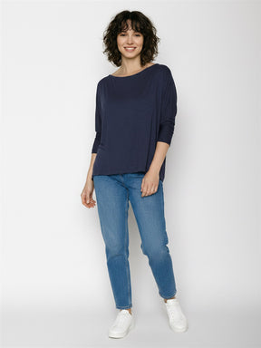 Navy: Gemütliches Longsleeve aus Viskose (LENZING™ ECOVERO™) Mix für Damen [27776]