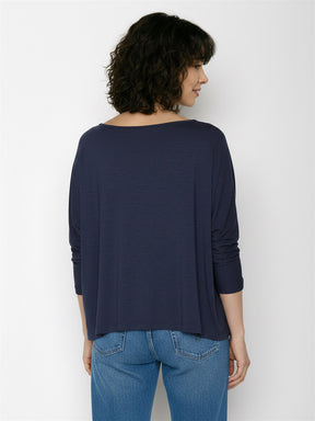 Navy: Gemütliches Longsleeve aus Viskose (LENZING™ ECOVERO™) Mix für Damen [27777]