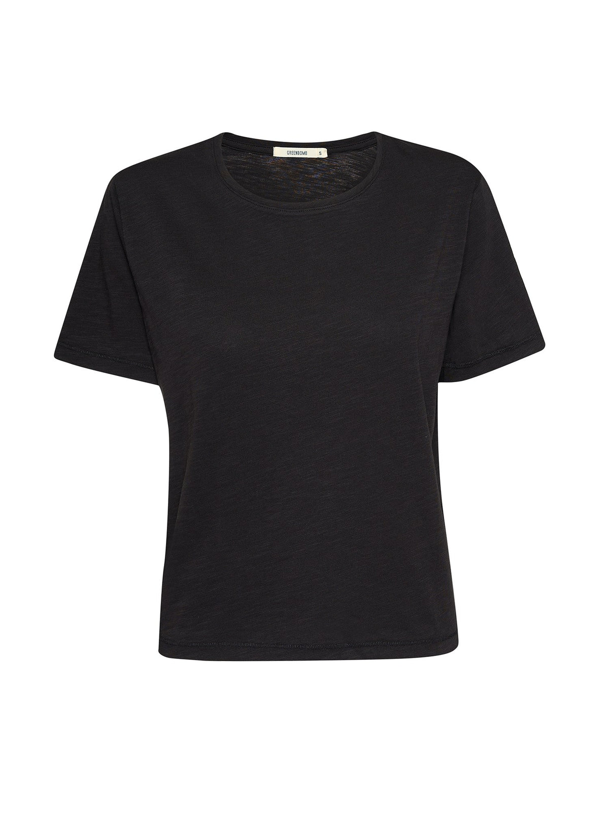 Black: Kastiges T-Shirt aus Bio-Baumwolle für Damen [27778]