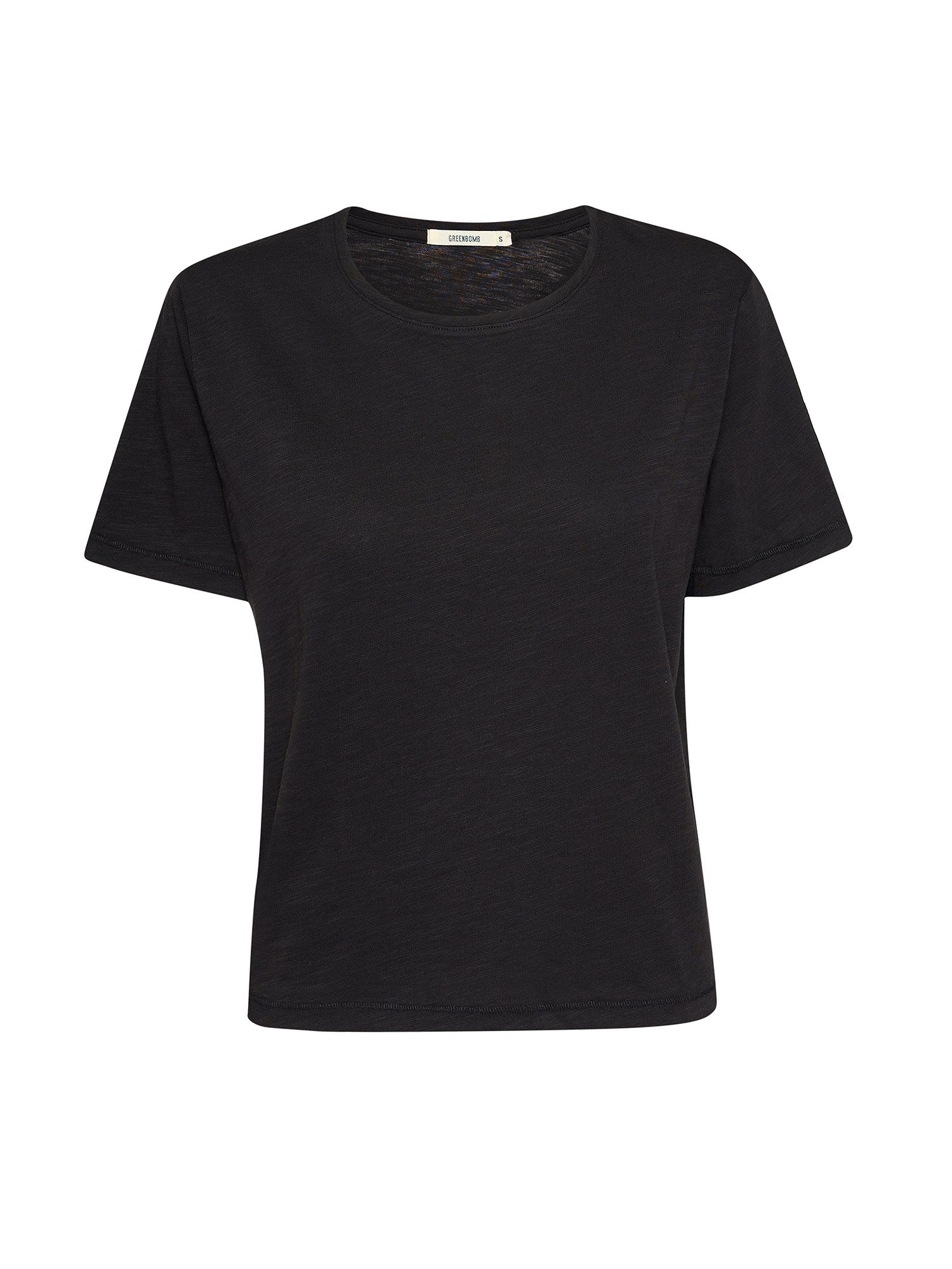 Black: Kastiges T-Shirt aus Bio-Baumwolle für Damen [27778]