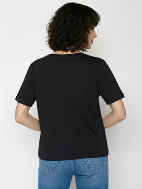 Black: Kastiges T-Shirt aus Bio-Baumwolle für Damen [27782]
