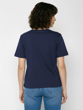 Navy: Kastiges T-Shirt aus Bio-Baumwolle für Damen [27788]