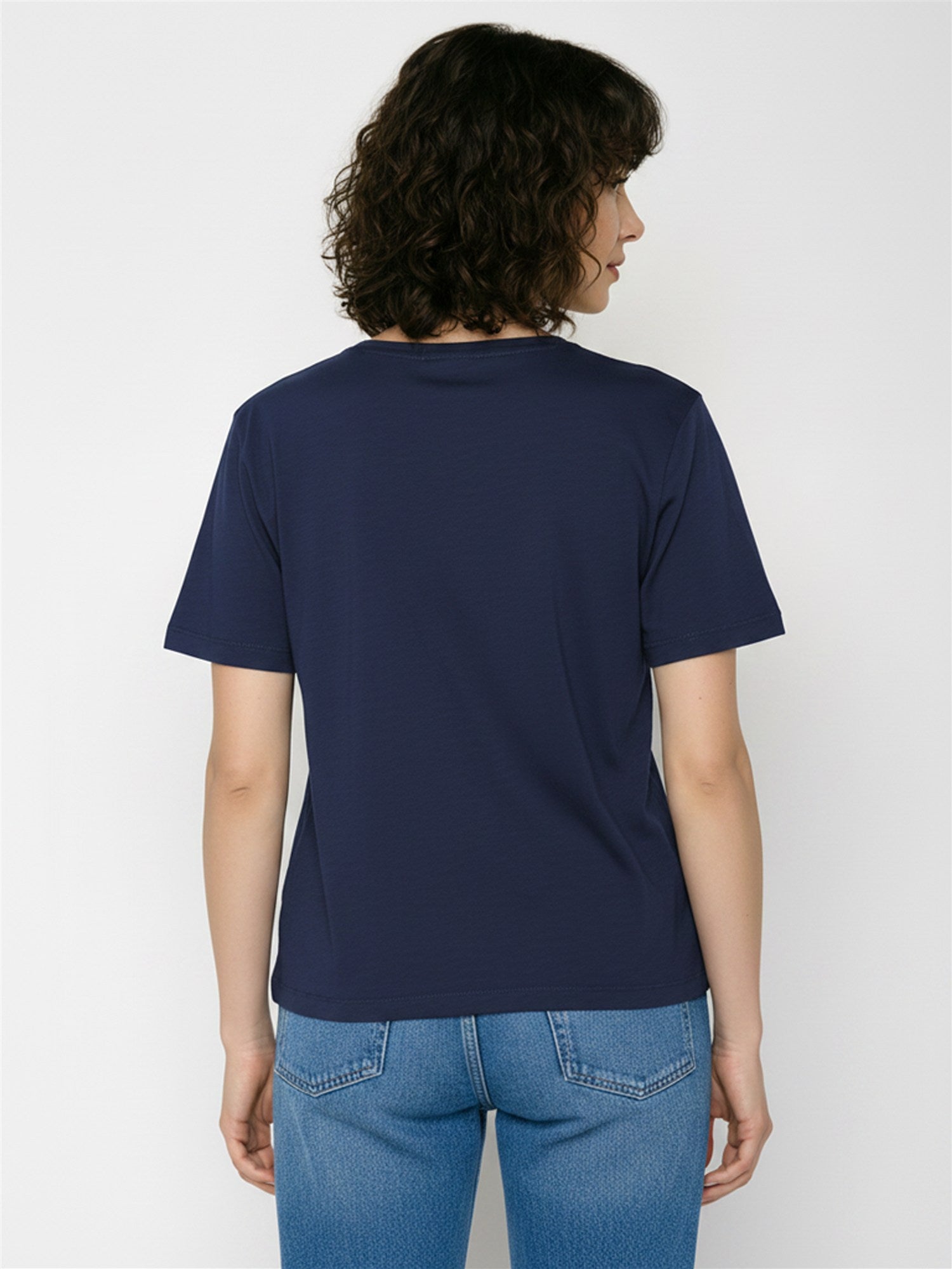 Navy: Kastiges T-Shirt aus Bio-Baumwolle für Damen [27788]