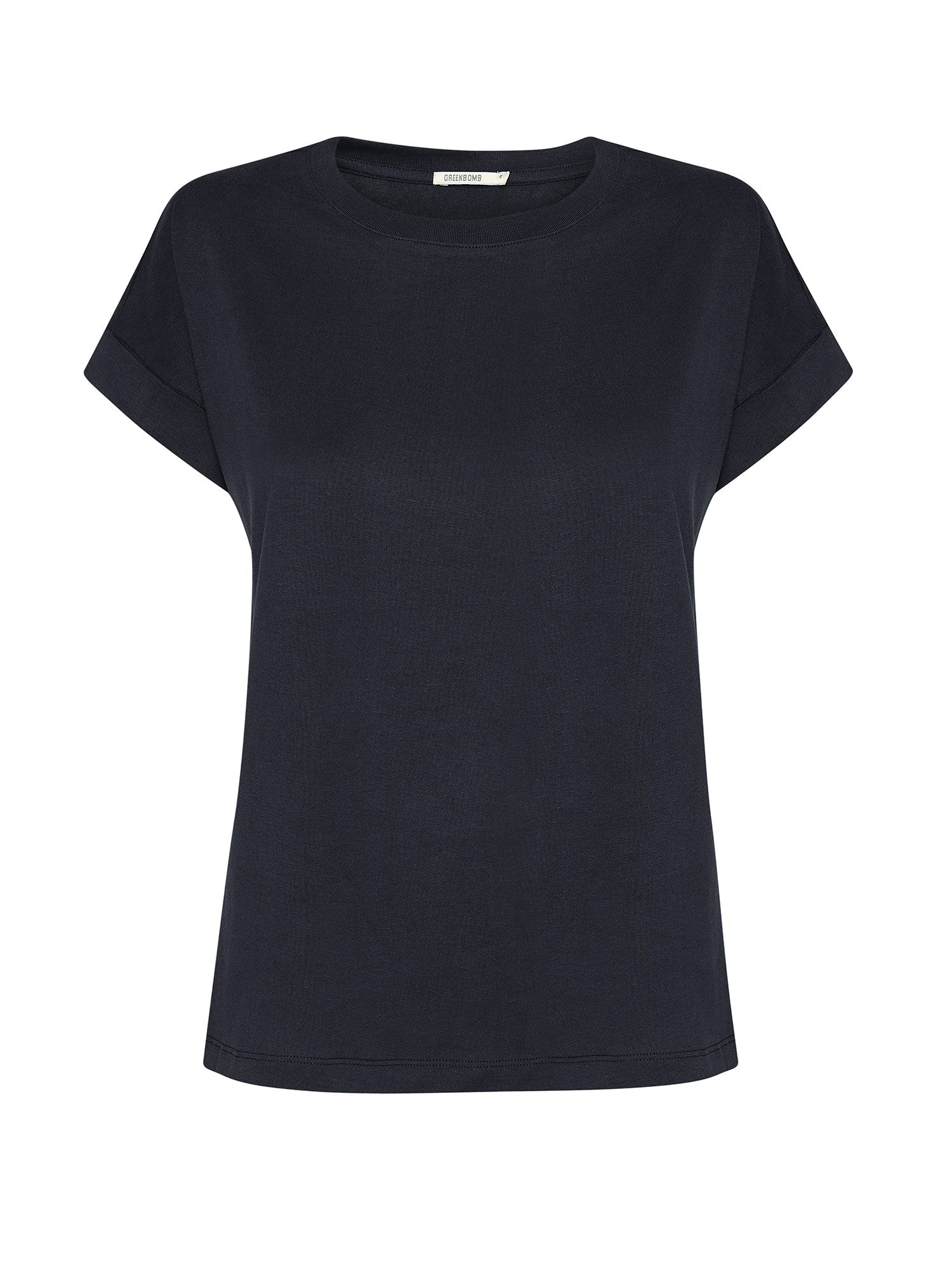 Black: Sportliches T-Shirt aus Bio-Baumwolle mit Rollup Sleeve für Damen [27789]