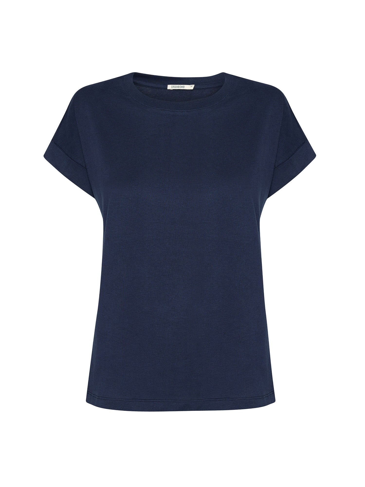 Navy: Sportliches T-Shirt aus Bio-Baumwolle mit Rollup Sleeve für Damen [27794]