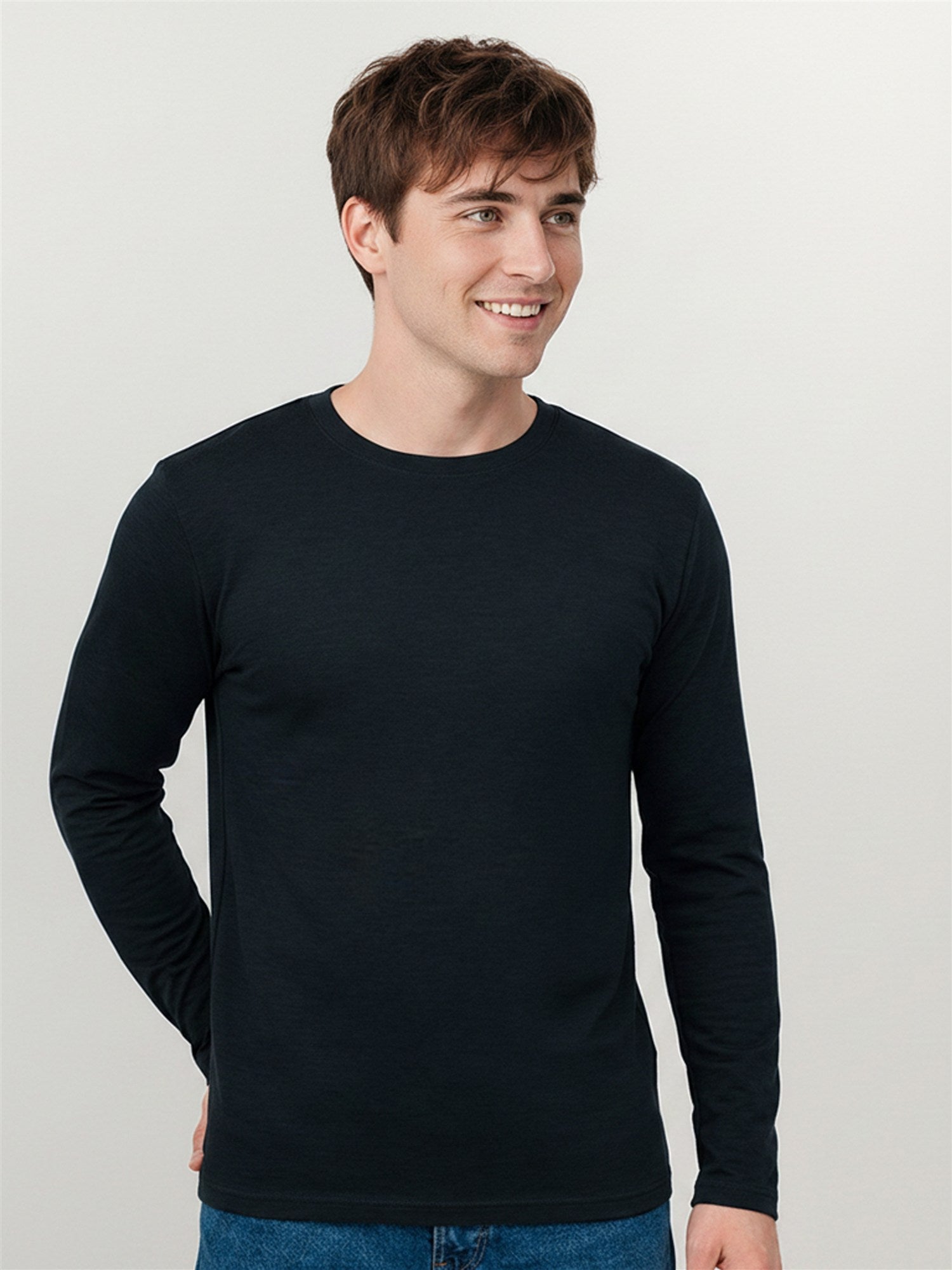 Black: Funktionales Longsleeve aus Merino-Wolle für Herren [27800]