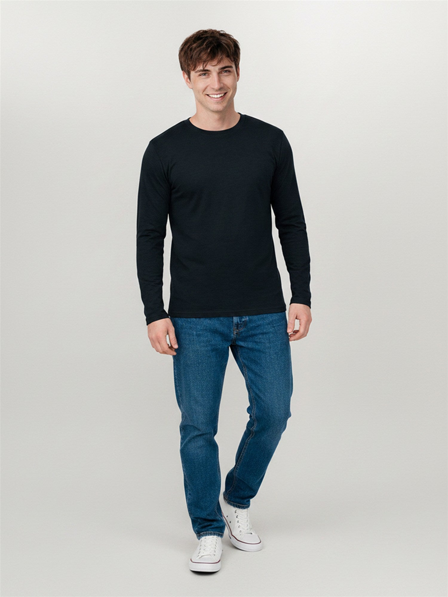 Black: Funktionales Longsleeve aus Merino-Wolle für Herren [27801]