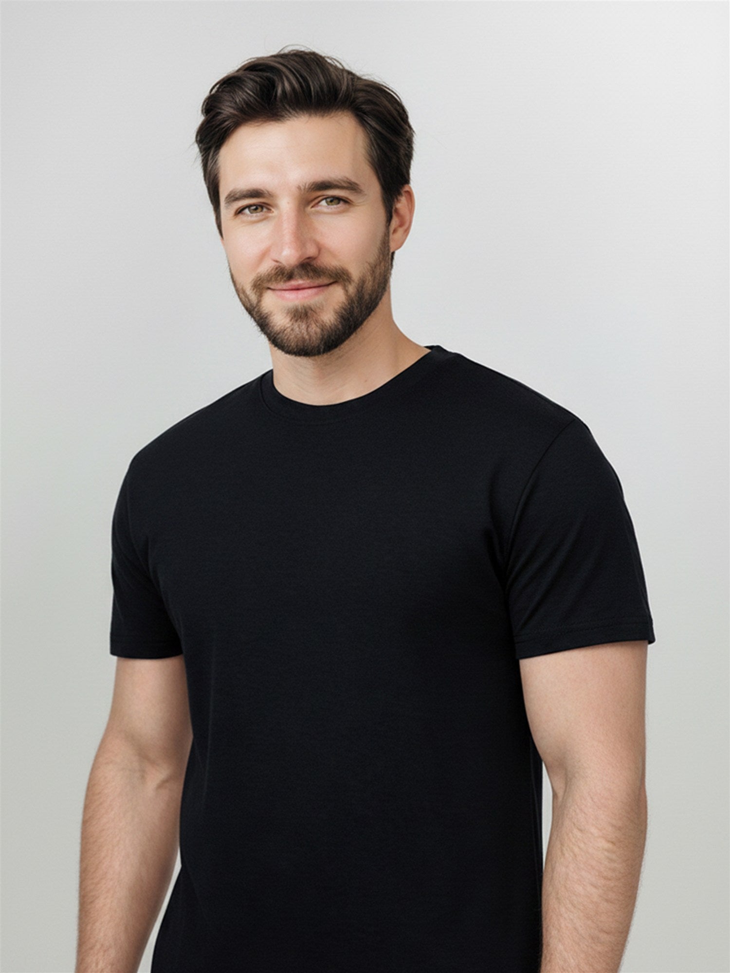Black: Funktionales T-Shirt aus Merino-Wolle für Herren [27812]