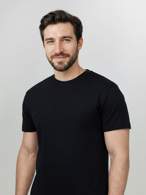 Black: Funktionales T-Shirt aus Merino-Wolle für Herren [27812]