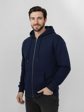 Navy: Lässige Sweatjacke aus Bio-Baumwolle für Herren [27823]