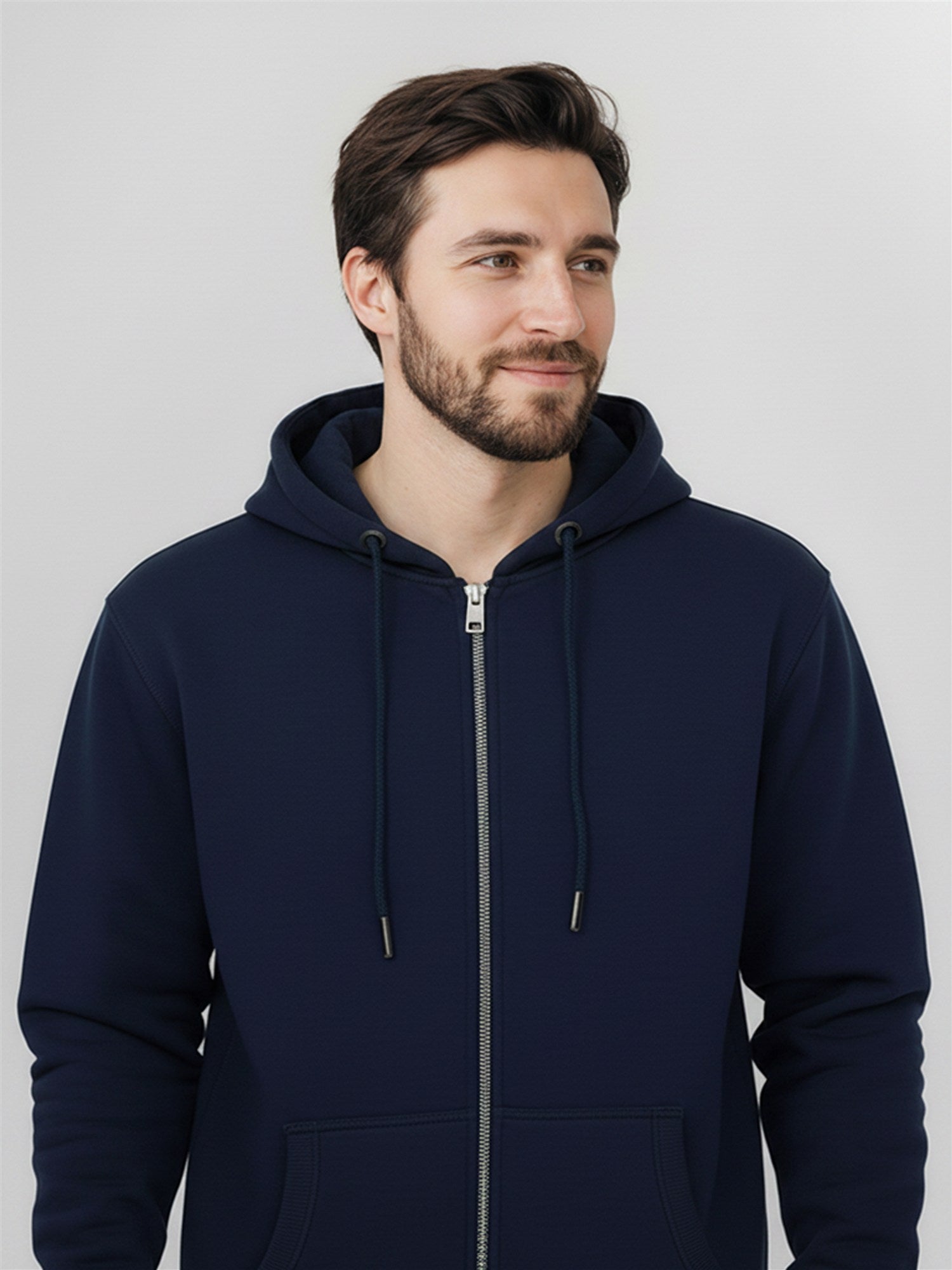 Navy: Lässige Sweatjacke aus Bio-Baumwolle für Herren [27824]