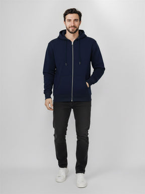 Navy: Lässige Sweatjacke aus Bio-Baumwolle für Herren [27825]